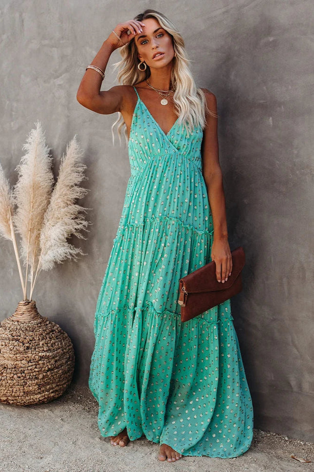 Robe boheme chic verte - Robe Addict