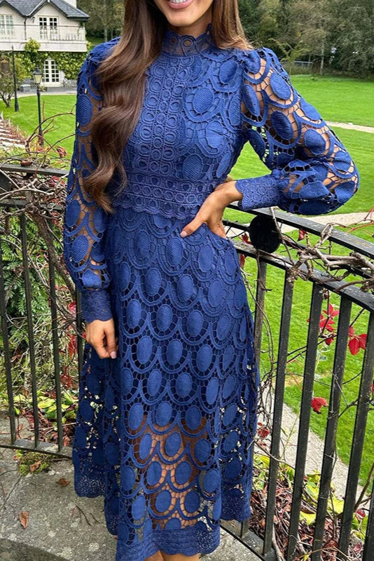 Robe broderie anglaise bleu marine - Robe Addict