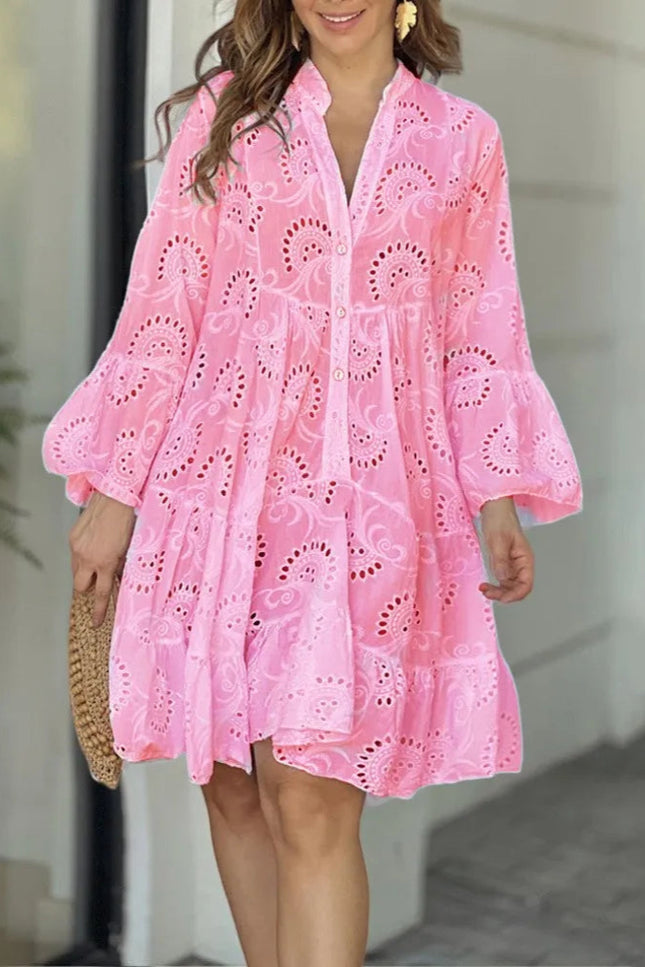 Robe broderie anglaise rose - Robe Addict