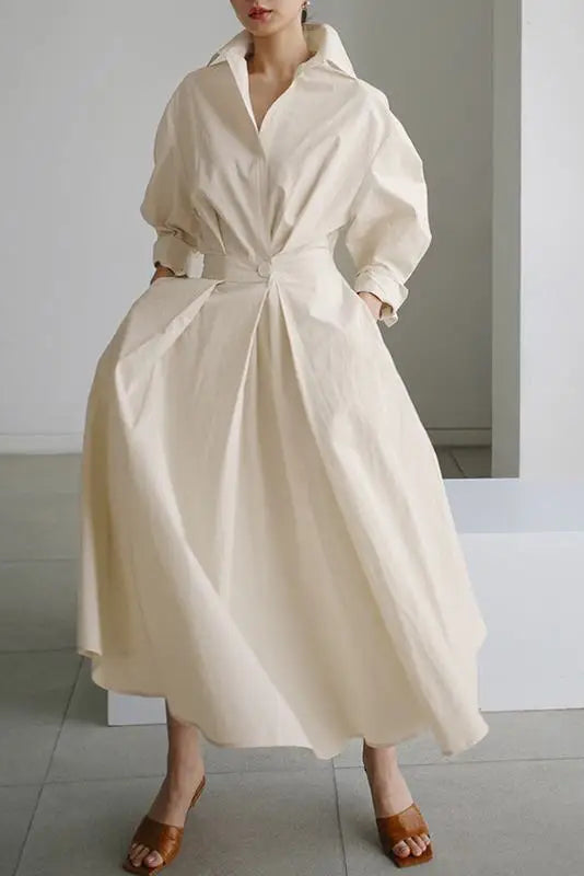 Robe chemise beige - Robe Addict