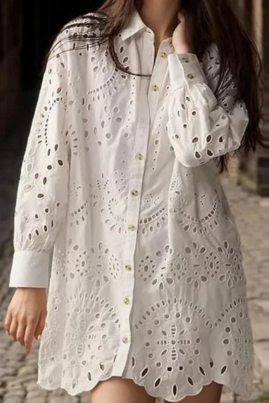 Robe chemise broderie - Robe Addict