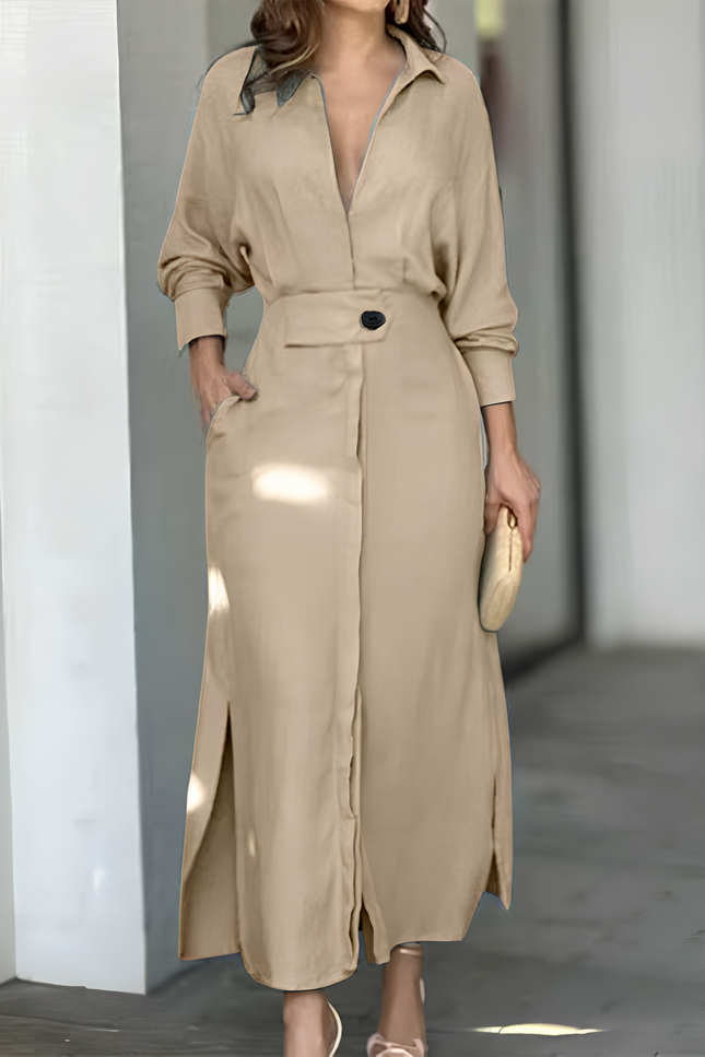 Robe chemise camel - Robe Addict