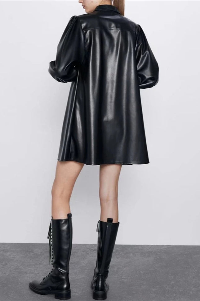 Robe chemise en cuir - Robe Addict