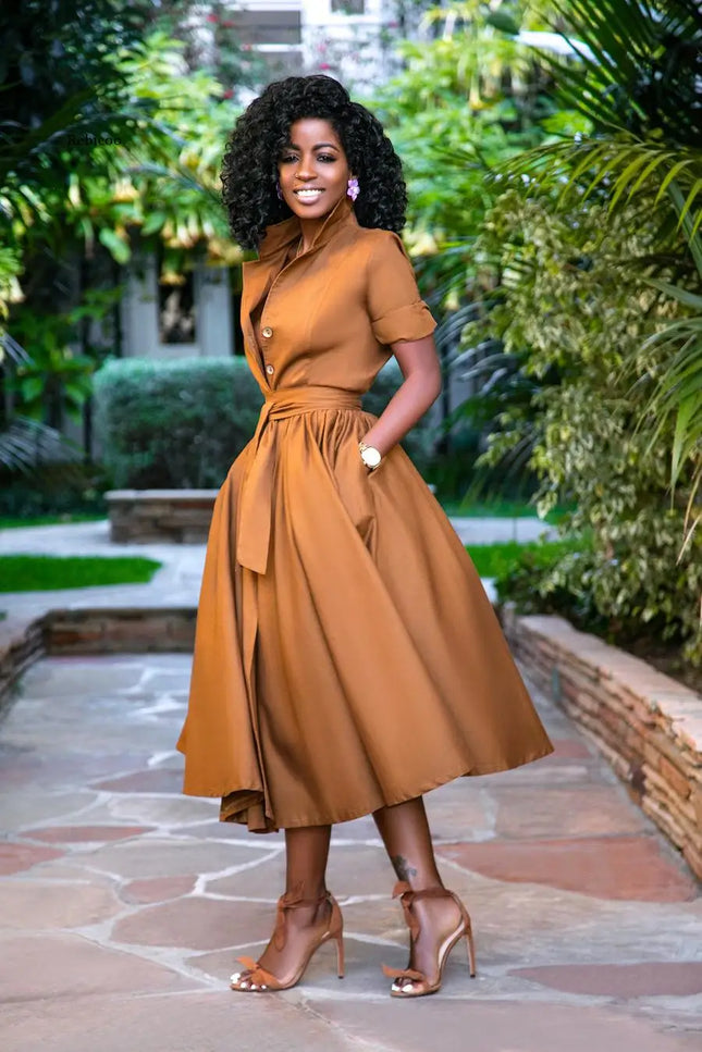 Robe chemisier fluide mi-longue - Robe Addict