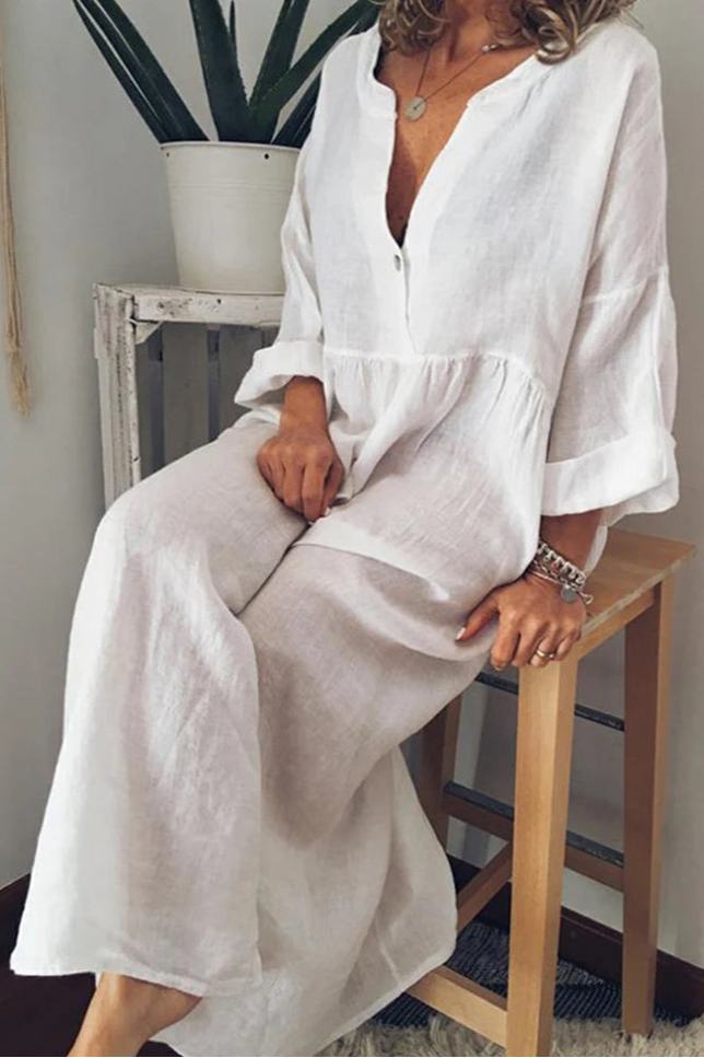Robe chemise lin blanc - Robe Addict