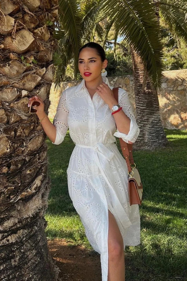 Robe chemisier avec ceinture - Robe Addict