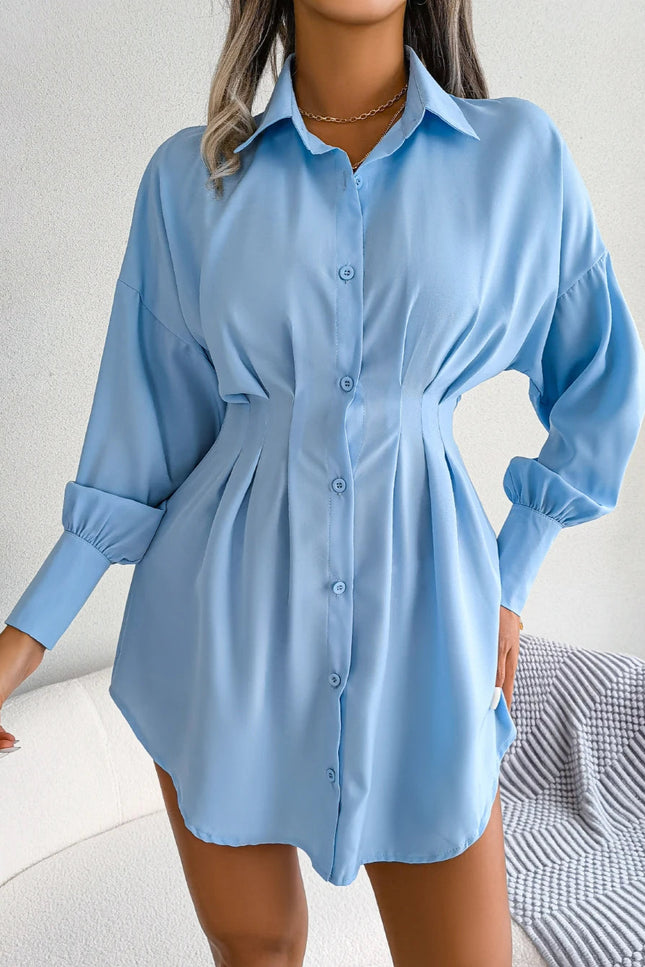 Robe chemisier bleu - Robe Addict