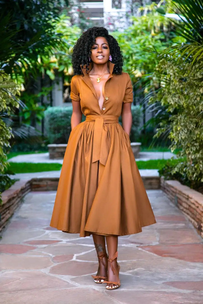 Robe chemisier fluide mi-longue - Robe Addict