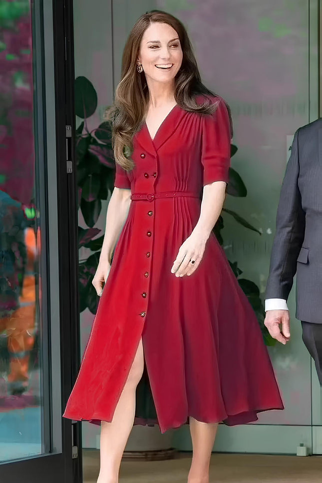 Robe chemisier rouge - Robe Addict