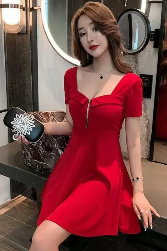 Robe courte rouge soiree - Robe Addict