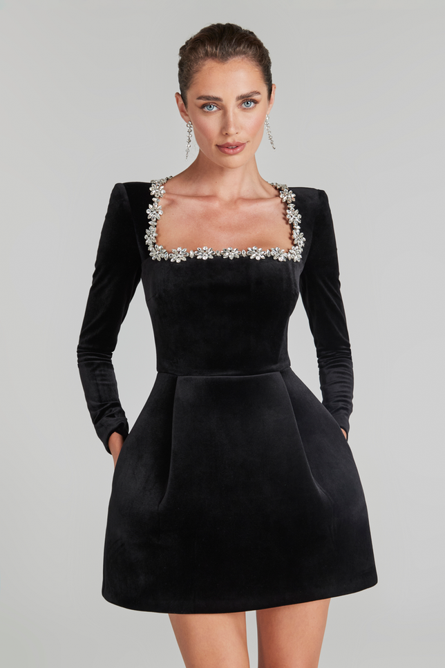 Robe courte velours noir - Robe Addict