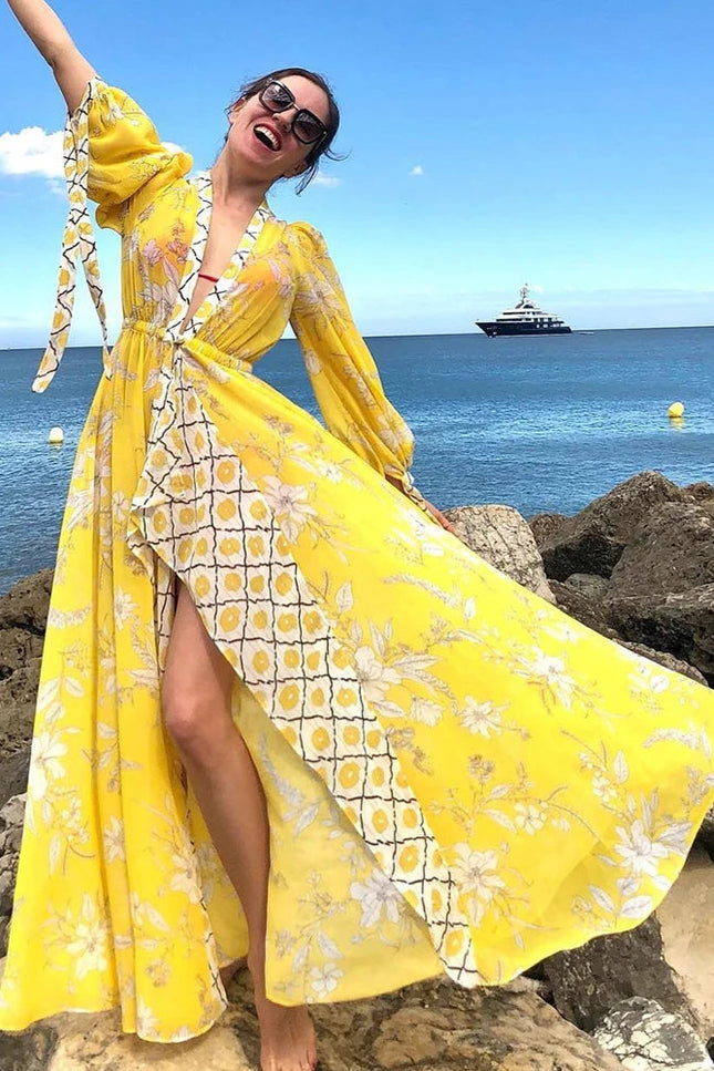 Robe de plage jaune - Robe Addict