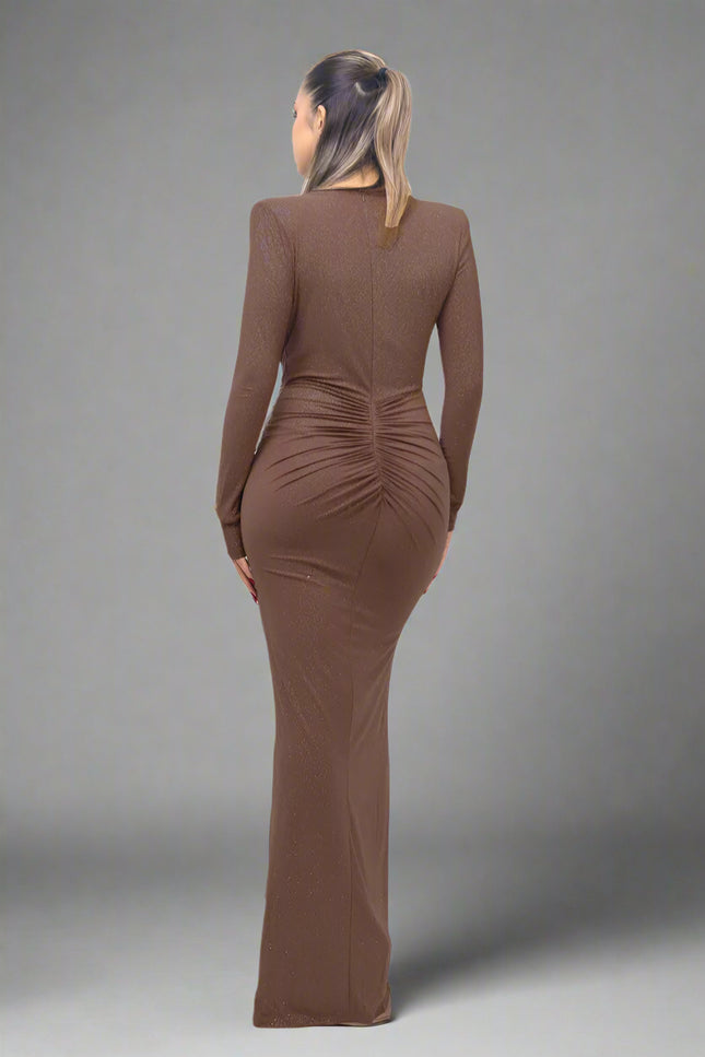 Robe de soirée marron - Robe Addict