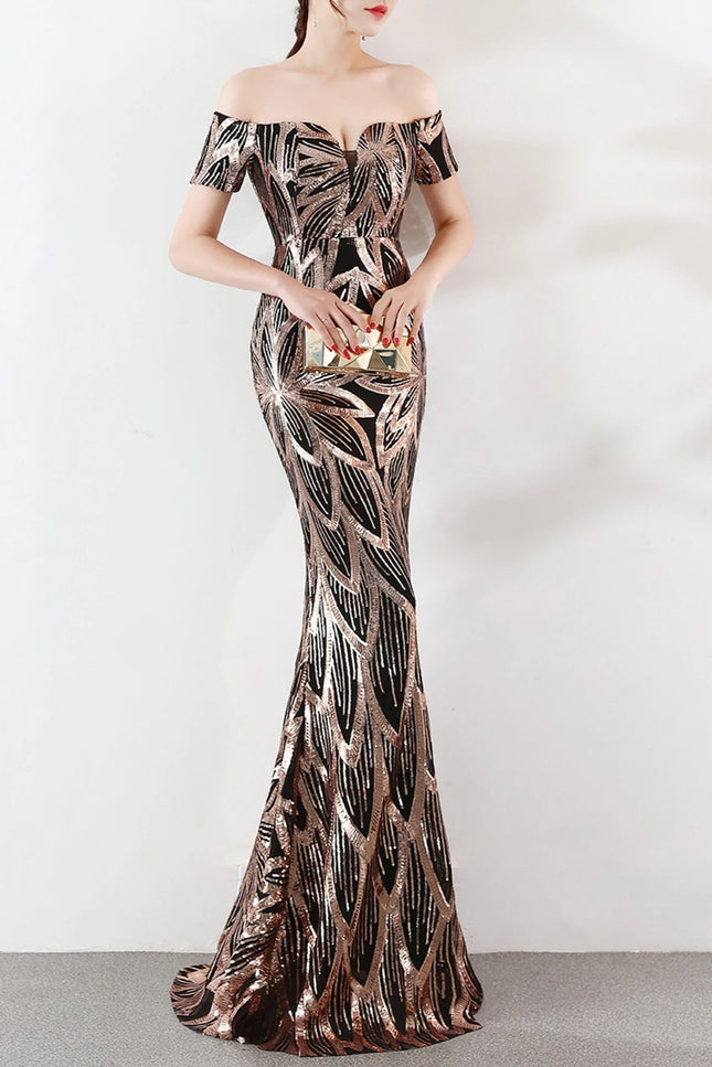 Robe de soirée noir et or - Robe Addict