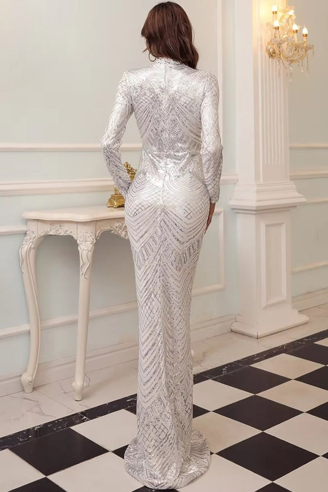 Robe de soirée blanche pailletée - Robe Addict