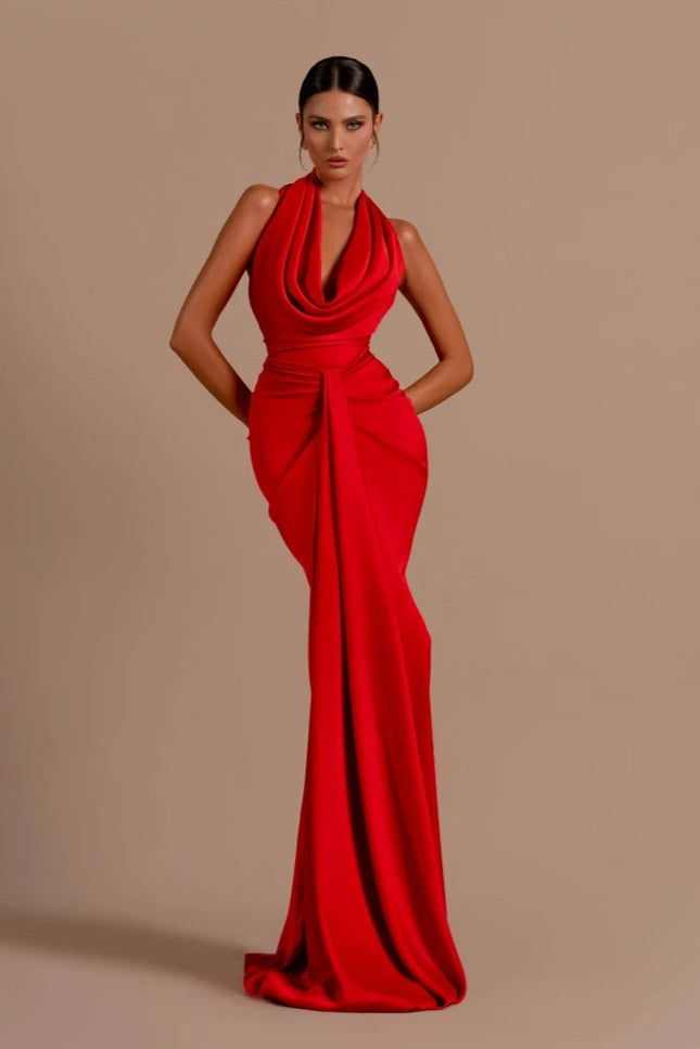 Robe drapée rouge - Robe Addict