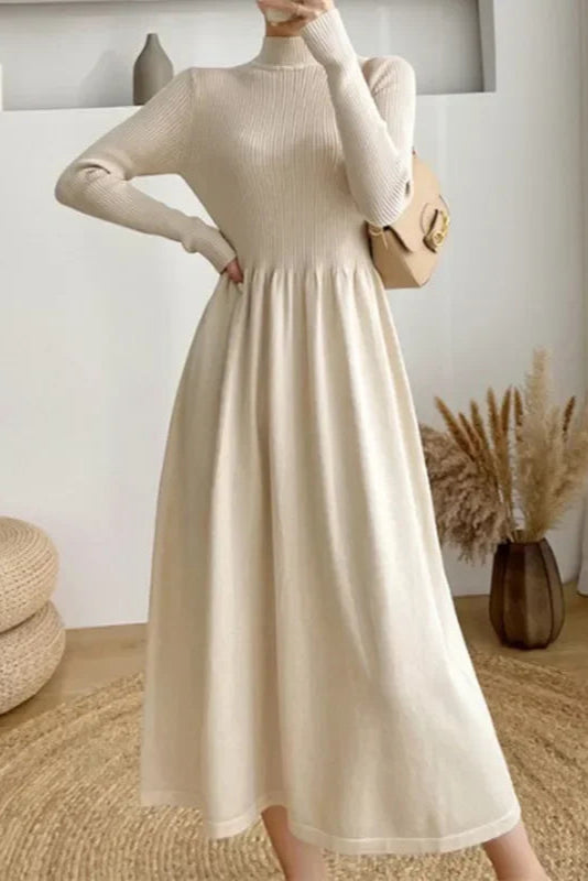 Robe en laine beige - Robe Addict