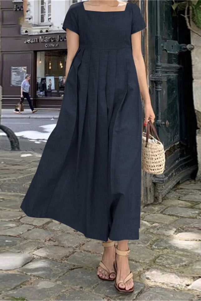 Robe en lin bleu marine - Robe Addict