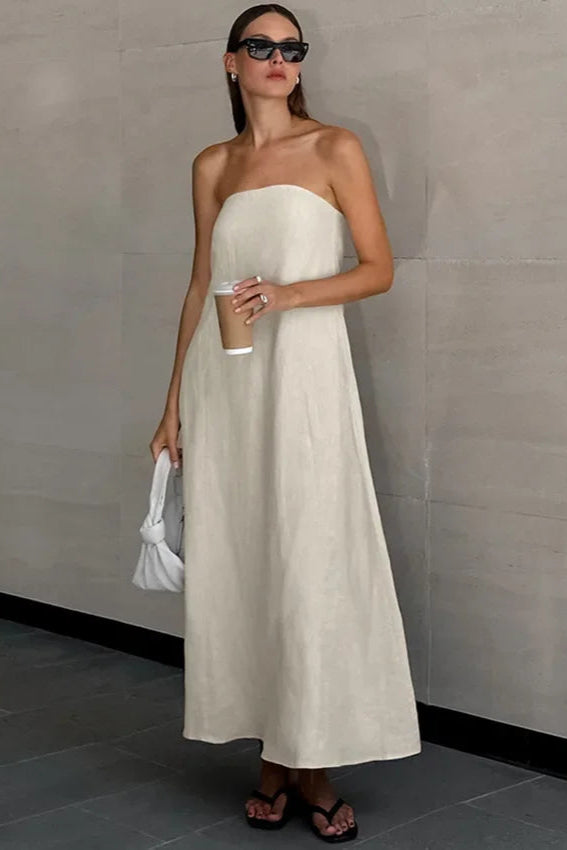Robe en lin kaki - Robe Addict
