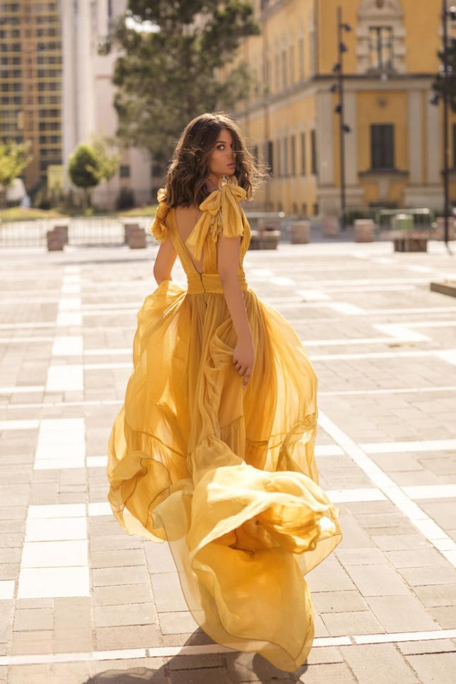 Robe soie jaune - Robe Addict