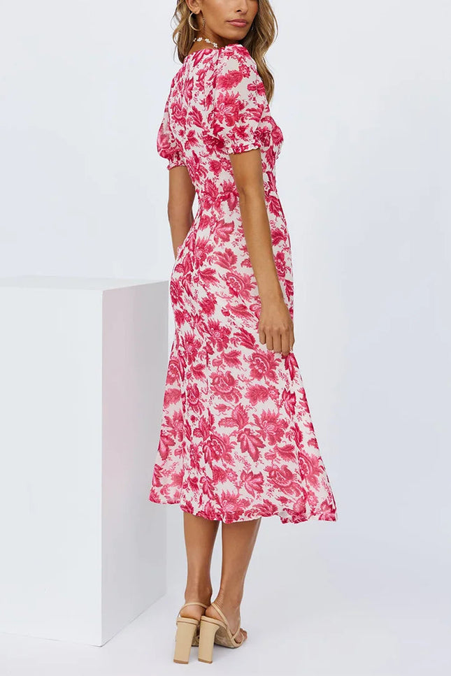 Robe fleurie col carré - Robe Addict