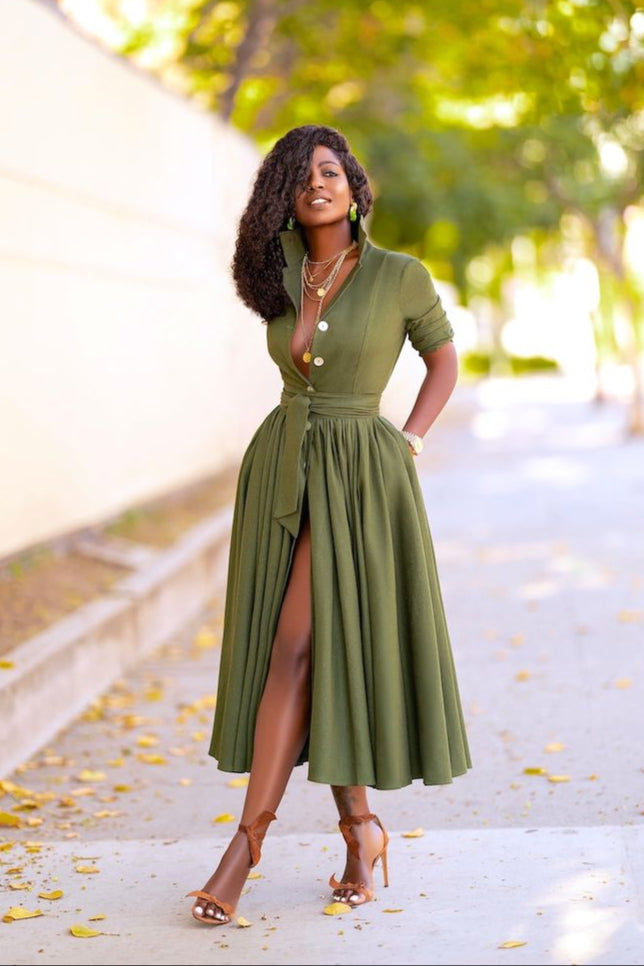 Robe chemisier fluide mi-longue - Robe Addict