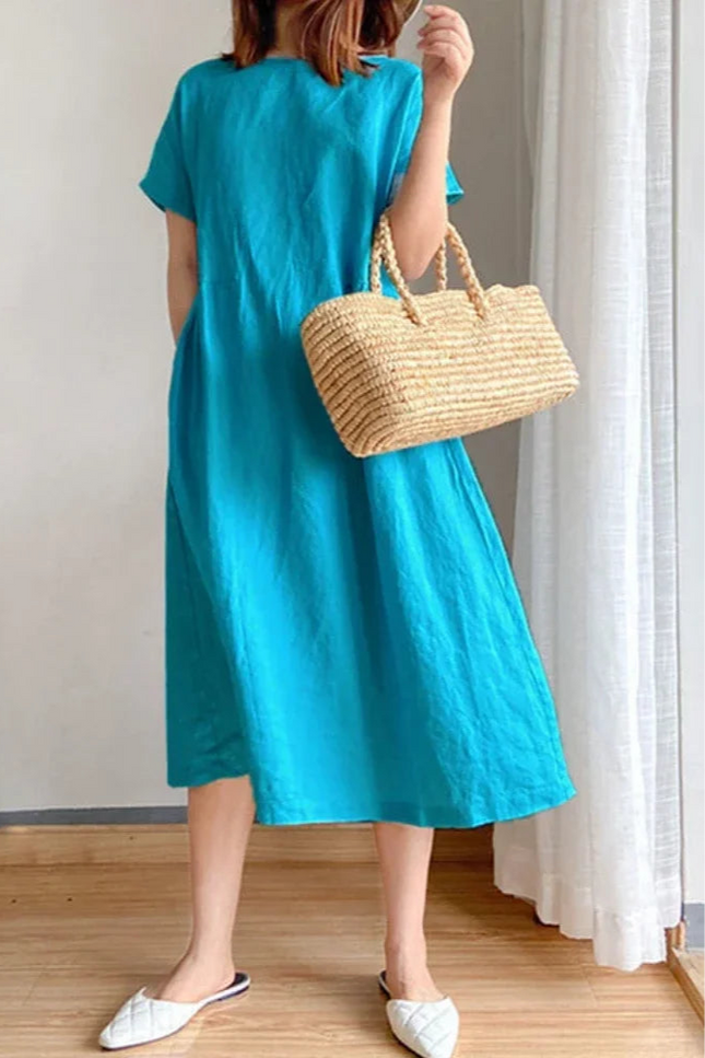 Robe gaze de coton bleu - Robe Addict