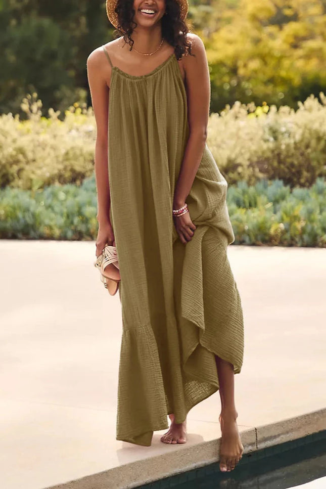 Robe gaze de coton kaki - Robe Addict
