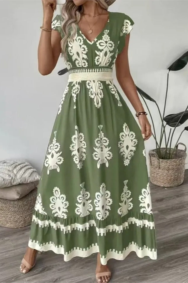 Robe imprimé vert - Robe Addict