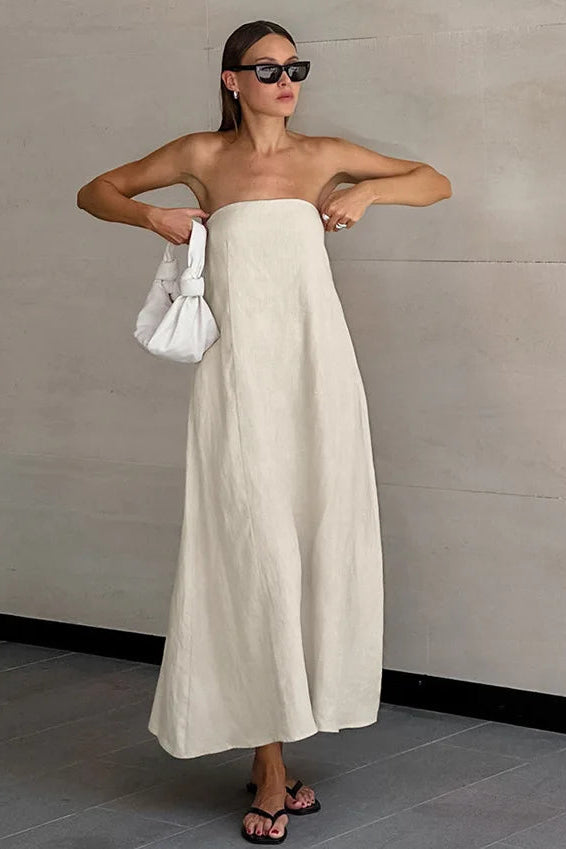 Robe en lin kaki - Robe Addict