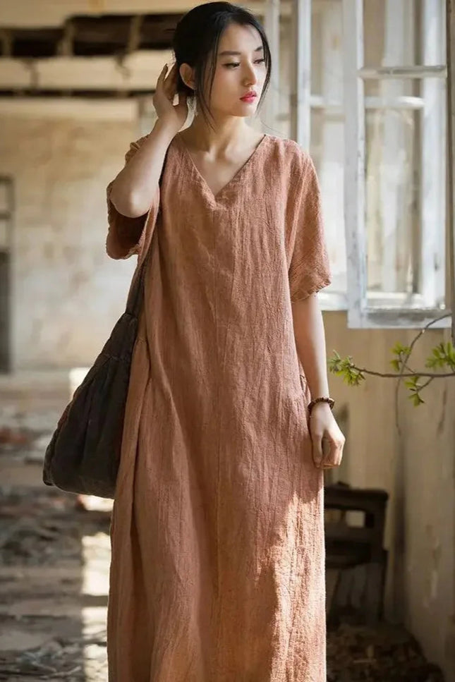 Robe lin orange - Robe Addict