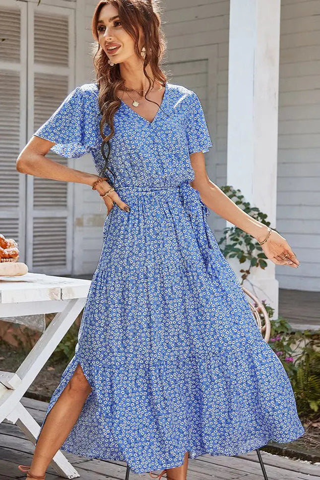 Robe longue bleue boheme - Robe Addict
