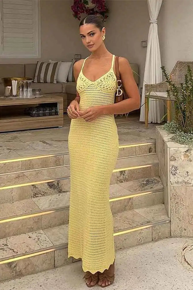 Robe longue crochet dos nu - Robe Addict