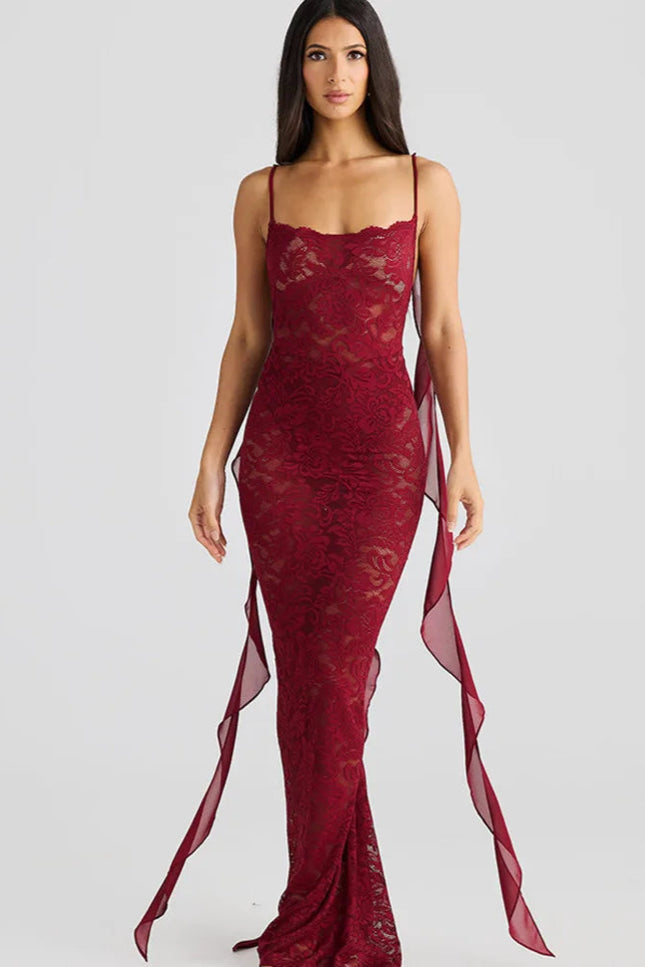 Robe longue dos nu rouge - Robe Addict