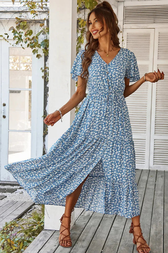 Robe longue ete bleu - Robe Addict
