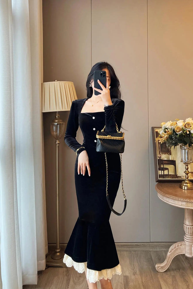 Robe longue fourreau noire - Robe Addict