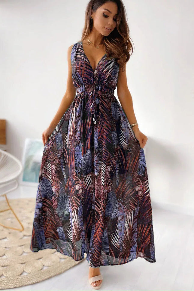 Robe longue imprimé tropical - Robe Addict