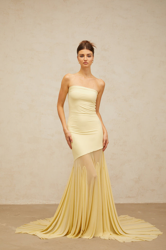Robe longue jaune pale - Robe Addict