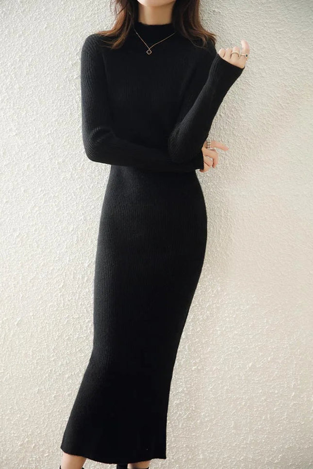 Robe longue maille noire - Robe Addict