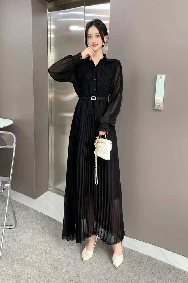 Robe longue manche longue mousseline - Robe Addict