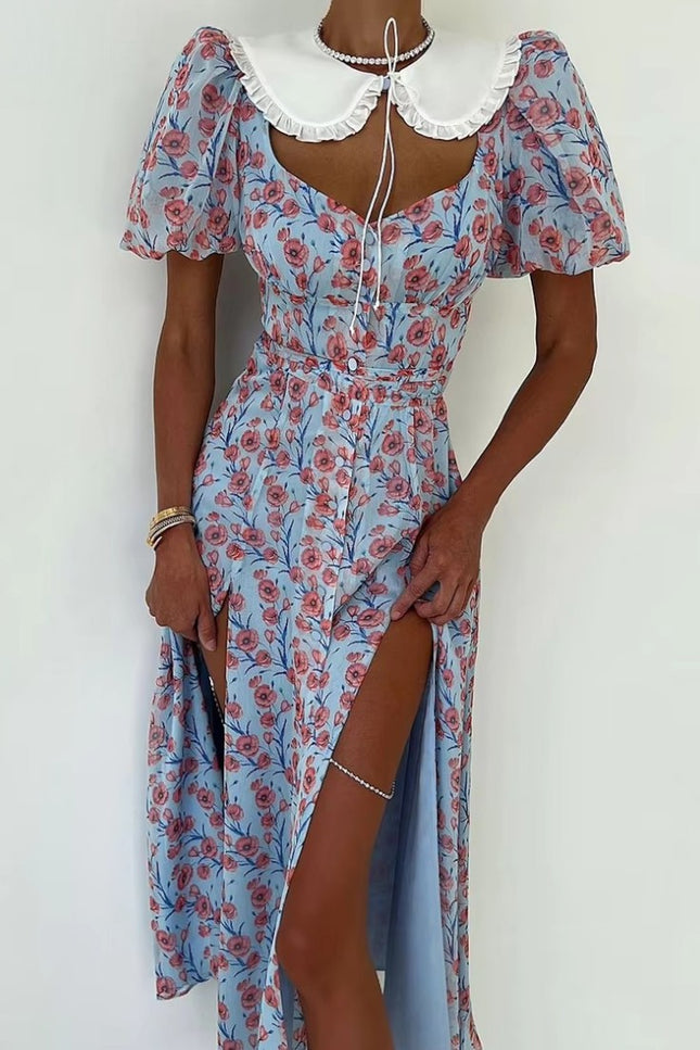 Robe marron et bleu - Robe Addict