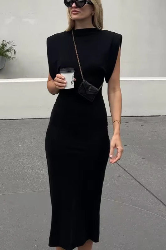 Robe noir mi longue moulante - Robe Addict