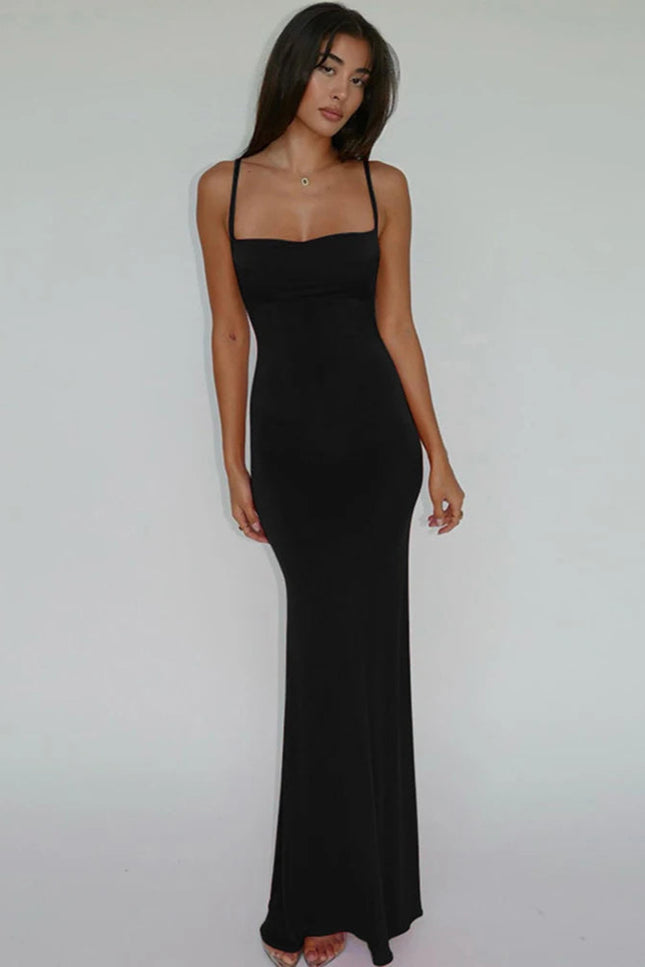 Robe noir moulante longue - Robe Addict