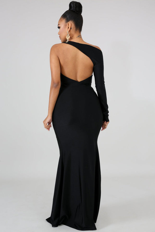 Robe noir ouverte sur le coté - Robe Addict