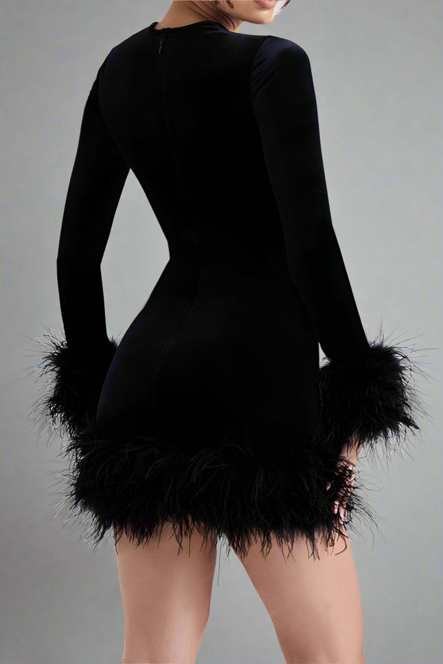 Robe courte noire manche longue - Robe Addict