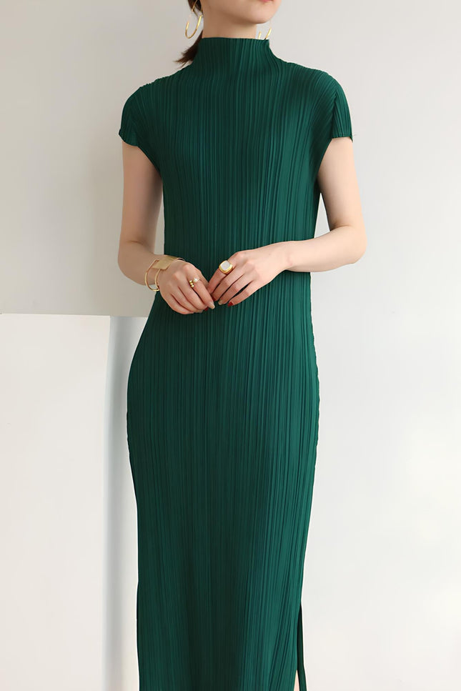 Robe plissée kaki - Robe Addict