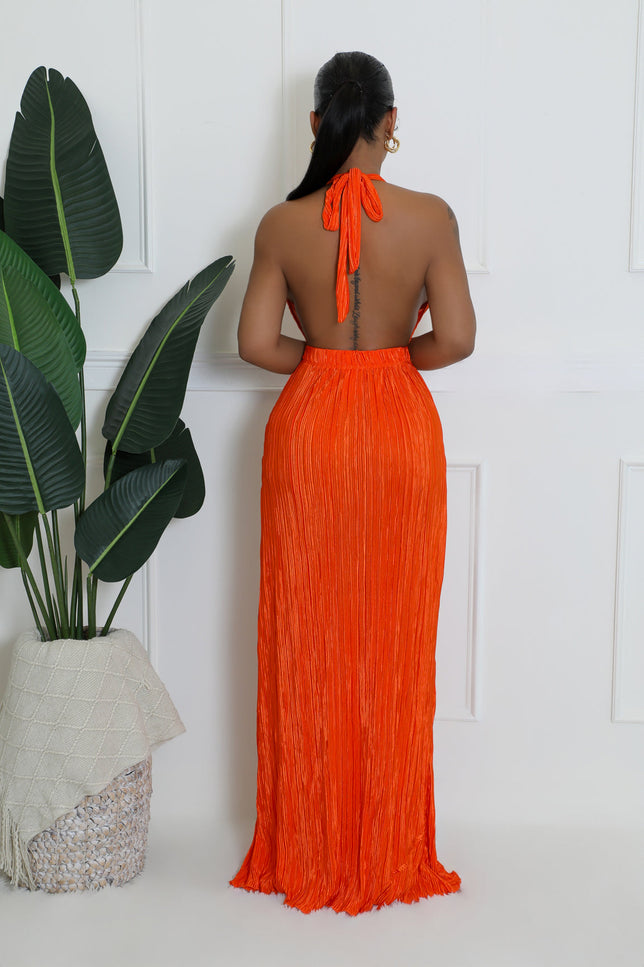Robe plissée orange - Robe Addict
