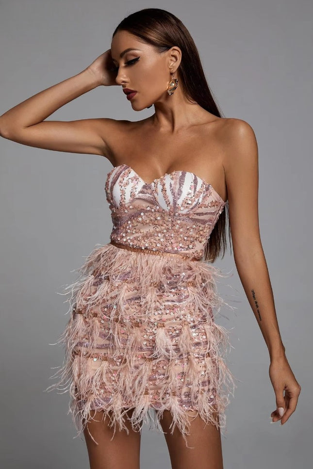 Robe plume rose - Robe Addict