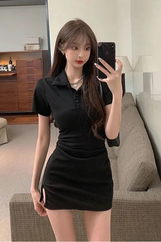 Robe polo noire - Robe Addict