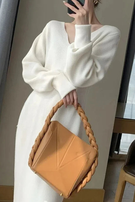 Robe pull blanc cassé - Robe Addict